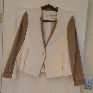 Calvin Klein Women's Cream and Tan Jacket
